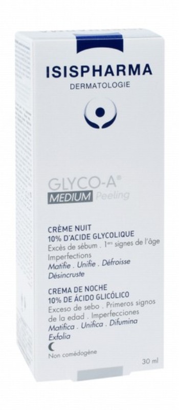 Isispharma Glyco-A 10% Superficial Facial Night Peel Cream with Glycolic Acid - non comedogenic