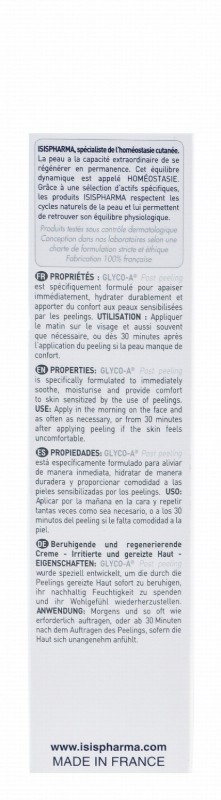 Isispharma Glyco-A Repairing & Soothing Face Cream for Irritated & Sensitized Skin - non comedogenic, perfume free