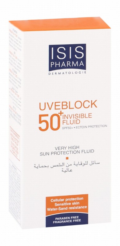 Isispharma Uveblock Water-Resistant Invisible Face & Body Sunscreen for Sensitive Skin SPF50+ - fragrance free, parabens free