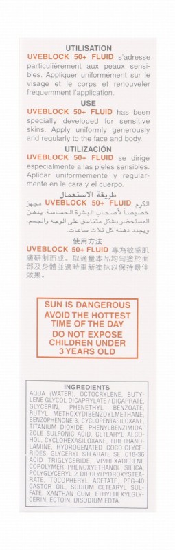 Isispharma Uveblock Water-Resistant Invisible Face & Body Sunscreen for Sensitive Skin SPF50+ - fragrance free, parabens free