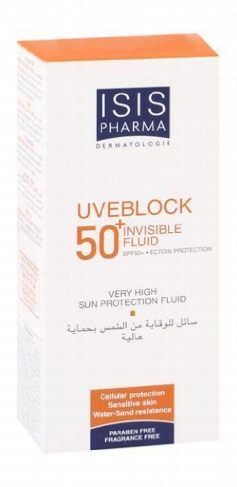 Isispharma Uveblock Water-Resistant Invisible Face & Body Sunscreen for Sensitive Skin SPF50+ - fragrance free, parabens free