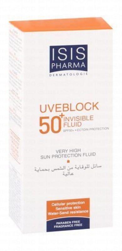 Isispharma Uveblock Water-Resistant Invisible Face & Body Sunscreen for Sensitive Skin SPF50+ - fragrance free, parabens free