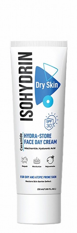 Isohydrin Hydra-Store Face Day Cream with Ceramide, Niacinamide & Hyaluronic acid for Dry & Atopic Prone Skin SPF30