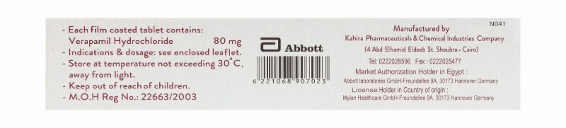 Isoptin 80mg Verapamil Hydrochloride