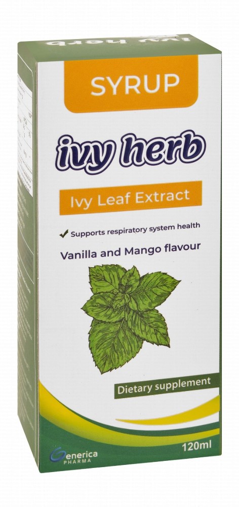 Ivy Herb 86mg Ivy Leaf Extract Respiratory System Health Support Supplement Syrup Vanilla & Mango Flavor