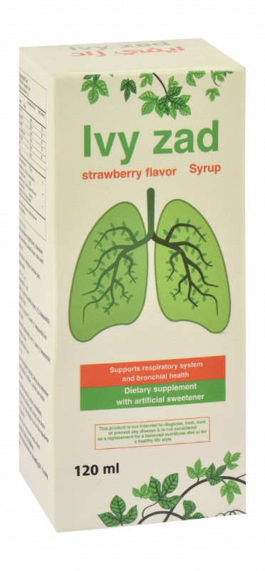 Ivy Zad 17.5mg/5ml Ivy Leaf Extract Supplement Syrup Strawberry Flavor for Bronchial & Respiratory Health