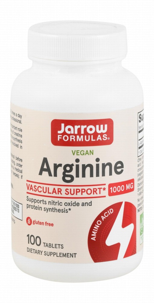 Jarrow Formulas 1000mg Arginine Supplement for Vascular, Nitric Oxide & Protein Synthesis Health - vegan, GMO free, gluten free