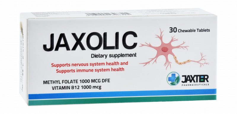 Jaxolic 1000mcg Methyl Folate & 1000mcg Vitamin B12 Nervous System Health & Immunity Support Supplement