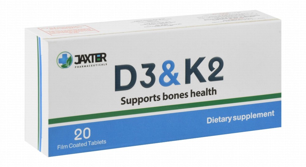 Jaxter 100mg Vitamin D3 & 100mg Vitamin K2 Bone Health Support Supplement