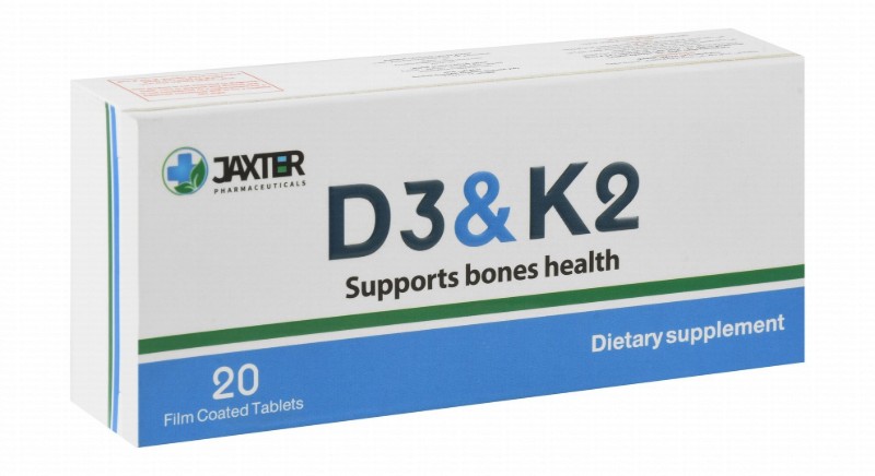 Jaxter 100mg Vitamin D3 & 100mg Vitamin K2 Bone Health Support Supplement