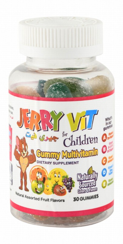 Jerry Vit Multivitamin & Minerals Gummy Supplements Assorted Fruits Flavor for Kids - gelatin free