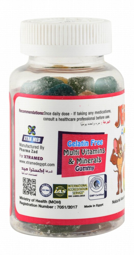 Jerry Vit Multivitamin & Minerals Gummy Supplements Assorted Fruits Flavor for Kids - gelatin free