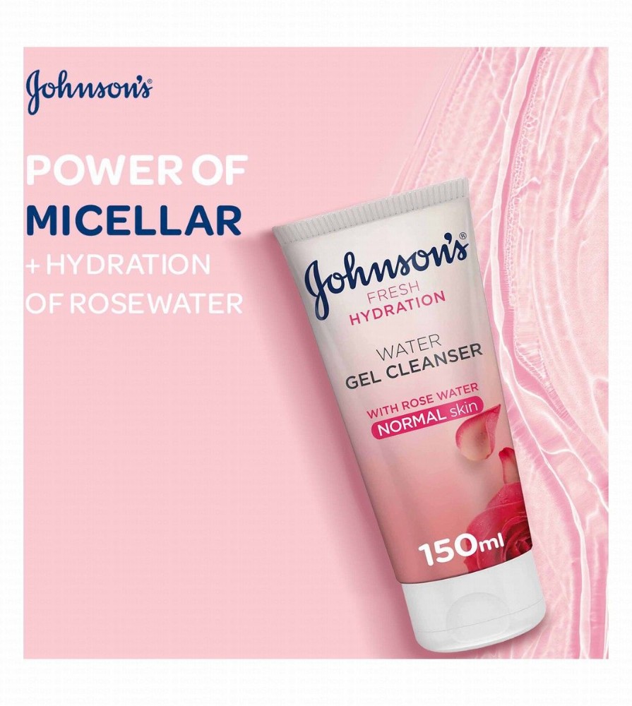 Johnson's Fresh Hydration Water Gel Facial Cleanser with Rose Water for Normal Skin