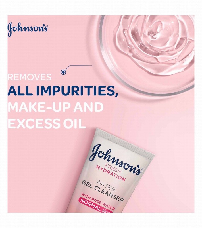 Johnson's Fresh Hydration Water Gel Facial Cleanser with Rose Water for Normal Skin