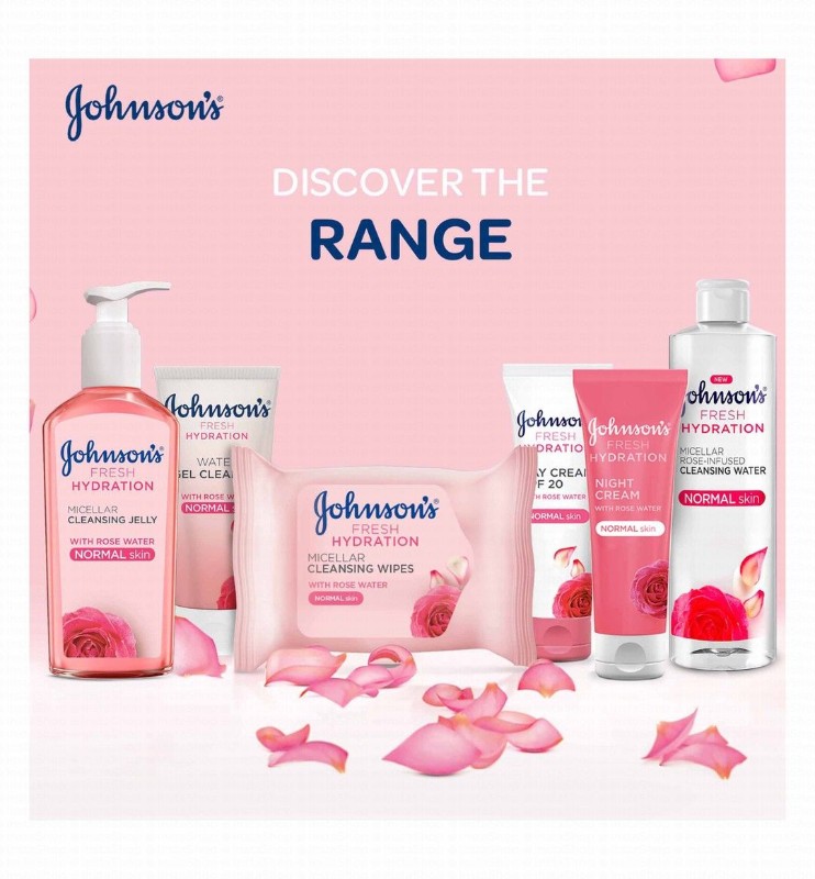 Johnson's Fresh Hydration Water Gel Facial Cleanser with Rose Water for Normal Skin
