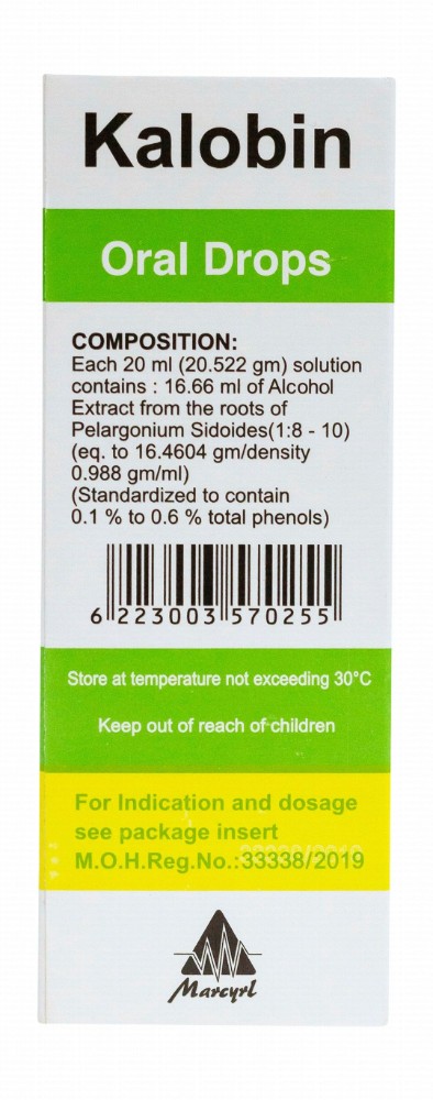 Kalobin 8g/10g Pelargonium Sidoides Root Extract Oral Drops with Dropper