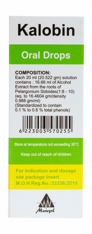 Kalobin 8g/10g Pelargonium Sidoides Root Extract Oral Drops with Dropper
