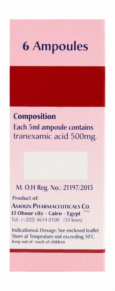 Kapron 500m/5ml Tranexamic Acid Antihemorrhagic Solution Ampoules for Slow Intravenous Injection