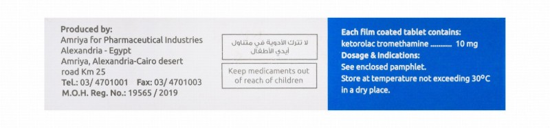 Ketolac 10mg Ketorolac Tromethamine Analgesic