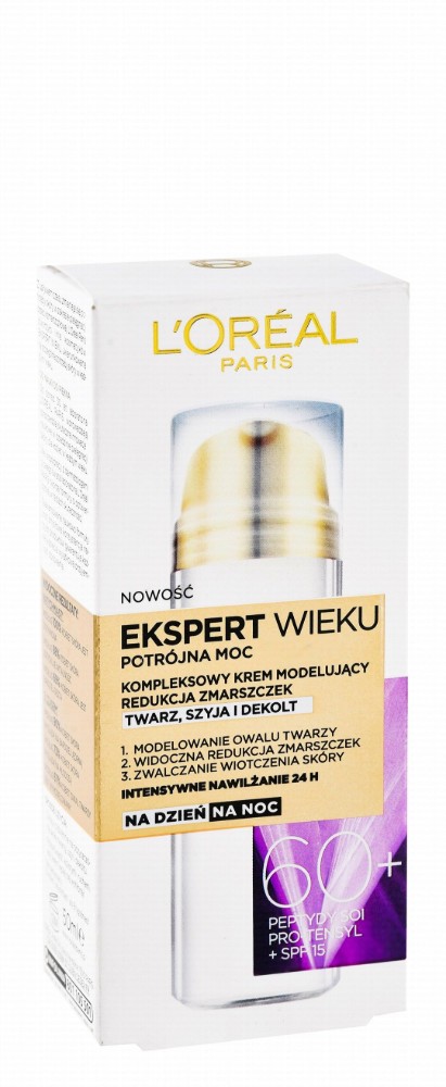 L'oreal Paris Age Expert Triple Power Wrinkle Reducing Complex Modelling Day to Night Face Cream for Face & Neck with Soy Peptides SPF15 (60+ Years)