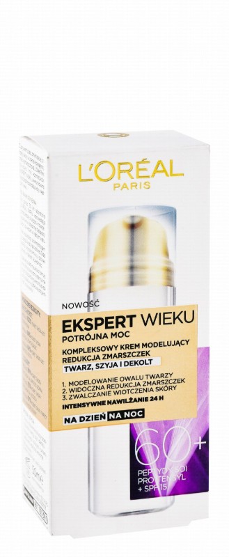 L'oreal Paris Age Expert Triple Power Wrinkle Reducing Complex Modelling Day to Night Face Cream for Face & Neck with Soy Peptides SPF15 (60+ Years)