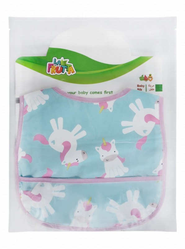 La Frutta Blue & Pink Unicorn Print Baby Bib