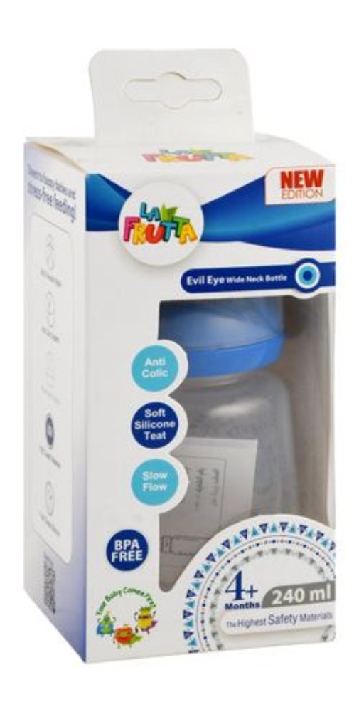 La Frutta Blue 240ml Anti-Colic Plastic Nursing Bottle (4+ Month) - BPA free