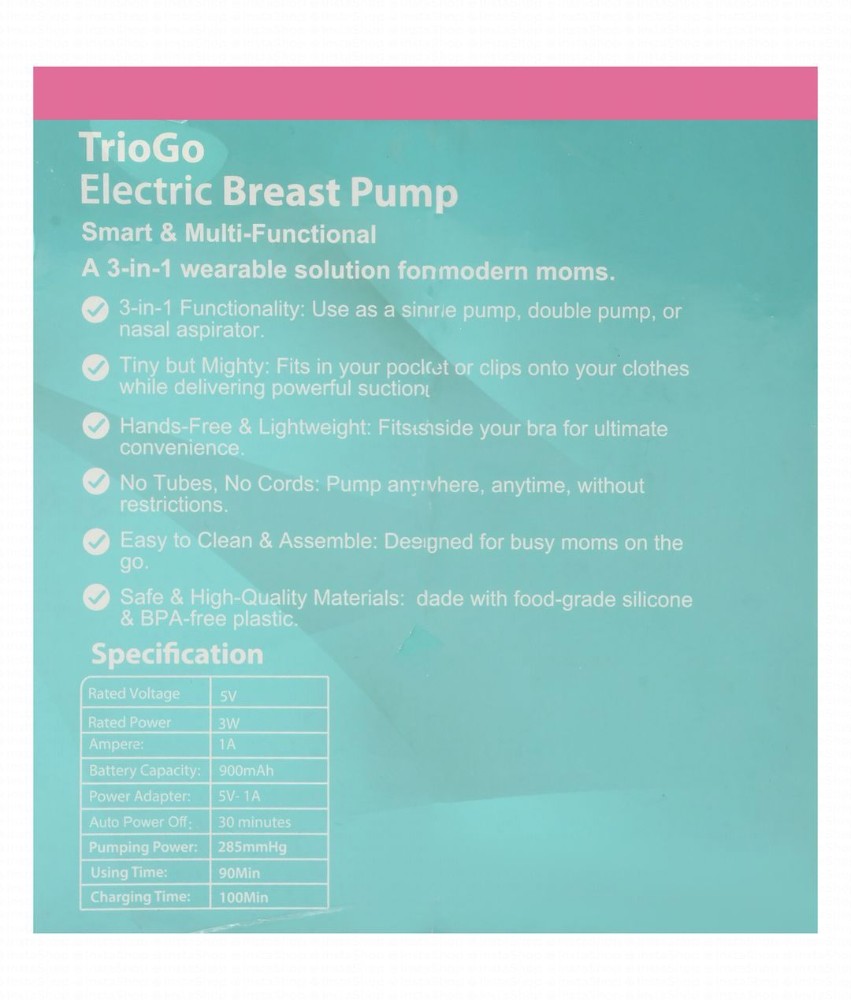 La Frutta Mum TrioGo Clear Electric Breast Pump Set - BPA free