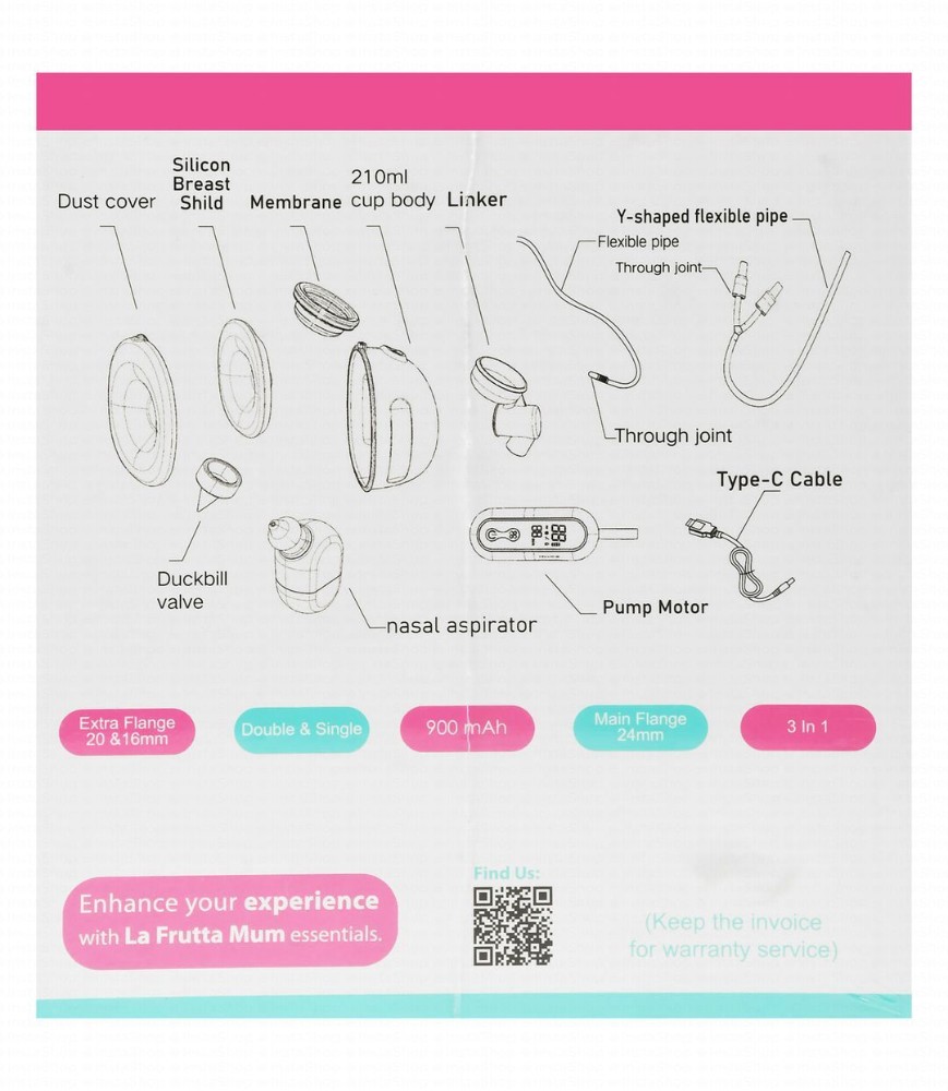 La Frutta Mum TrioGo Clear Electric Breast Pump Set - BPA free