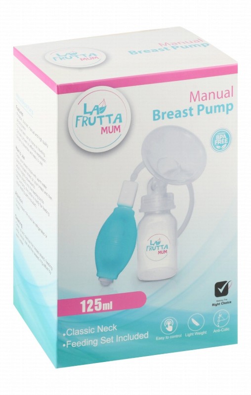 La Frutta Mum White & Blue 125ml Anti-Colic Manual Breast Pump Set - BPA free