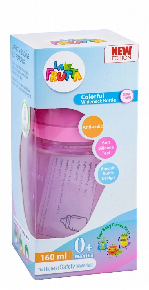 La Frutta Pink 160ml Anti-Colic Plastic Nursing Bottle (0+ Month) - BPA free