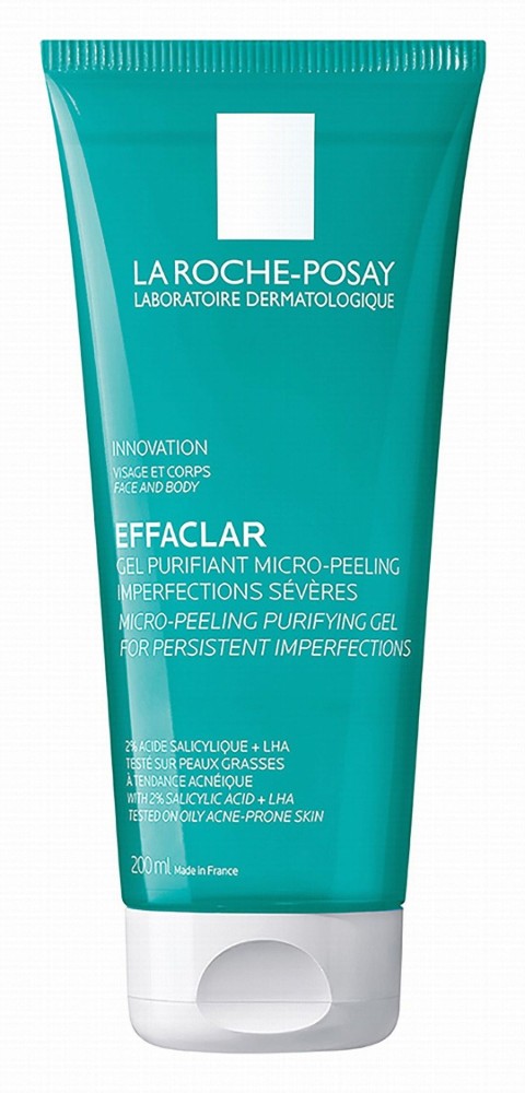 La Roche-Posay Effaclar Micro-Peeling & Purifying Face & Body Gel Cleanser with Salicylic Acid & LHA for Oily & Acne-Prone Skin - alcohol free