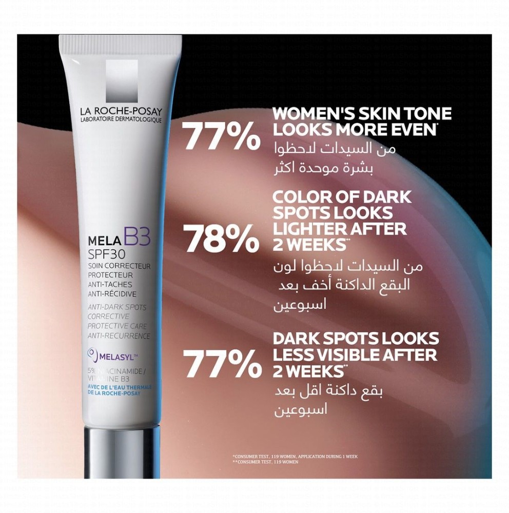 La Roche-Posay Mela B3 5% Niacinamide Correcting Post Acne Marks, Hyperpigmentation & Anti-Dark Spot Face Cream with Thermal Water for All Skin Types SPF30