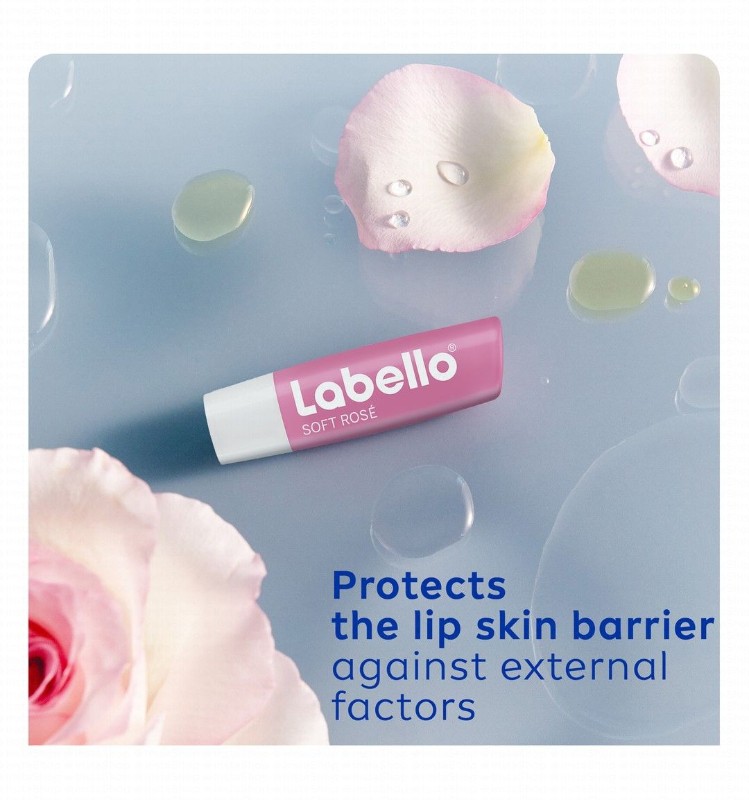 Labello 24H Melt-In Soft Rose Moisturizing Lip Balm - mineral oil free