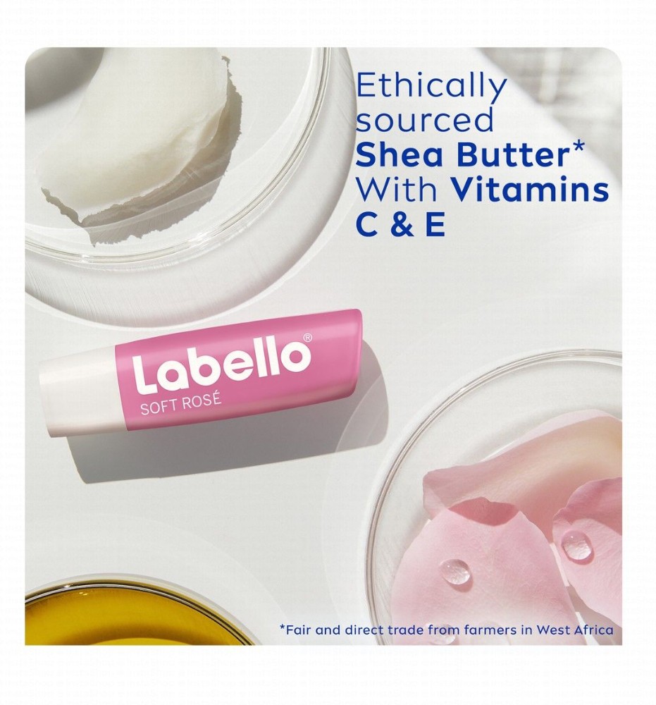Labello 24H Melt-In Soft Rose Moisturizing Lip Balm - mineral oil free