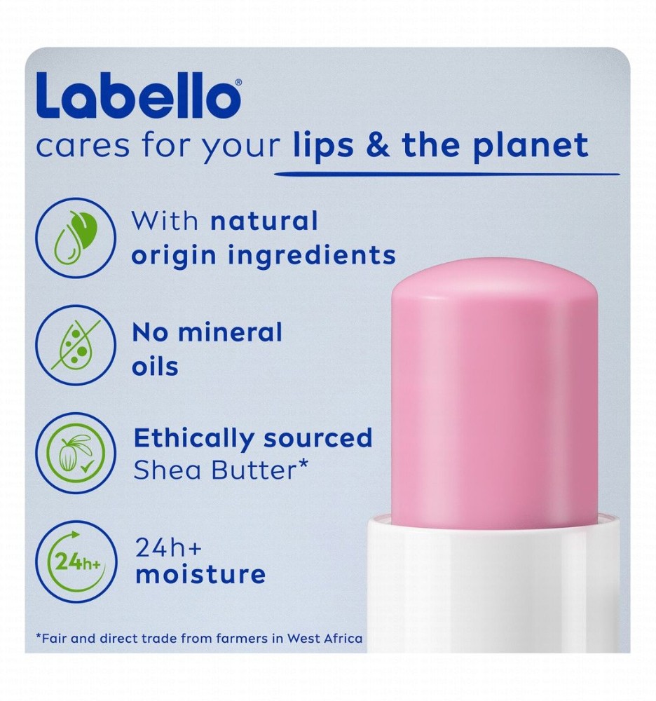 Labello 24H Melt-In Soft Rose Moisturizing Lip Balm - mineral oil free