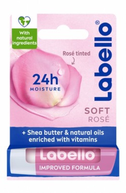 Labello 24H Melt-In Soft Rose Moisturizing Lip Balm - mineral oil free