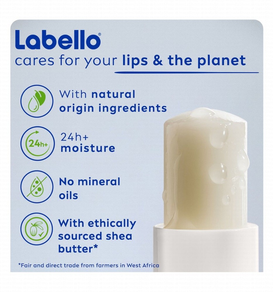 Labello 24H Moisturizing Original Lip Balm with Shea Butter, Natural Oils & Vitamins - mineral oil free