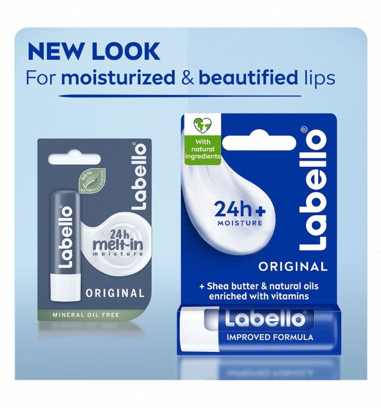 Labello 24H Moisturizing Original Lip Balm with Shea Butter, Natural Oils & Vitamins - mineral oil free