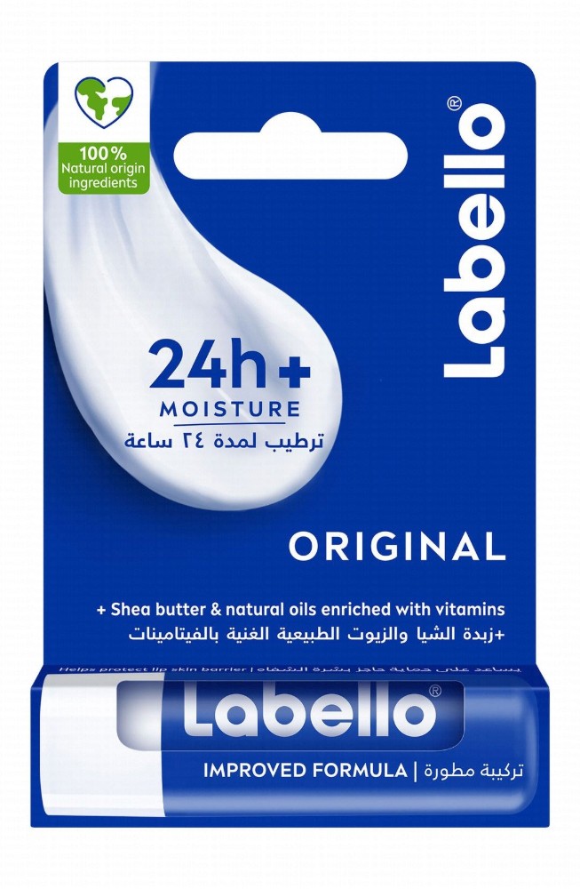 Labello 24H Moisturizing Original Lip Balm with Shea Butter, Natural Oils & Vitamins - mineral oil free