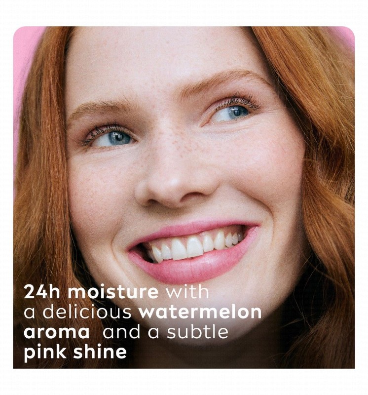 Labello 24H Moisturizing Watermelon Shine Pinky Tinted Lip Balm with Shea Butter, Natural Oils & Vitamins - vegan, mineral oil free
