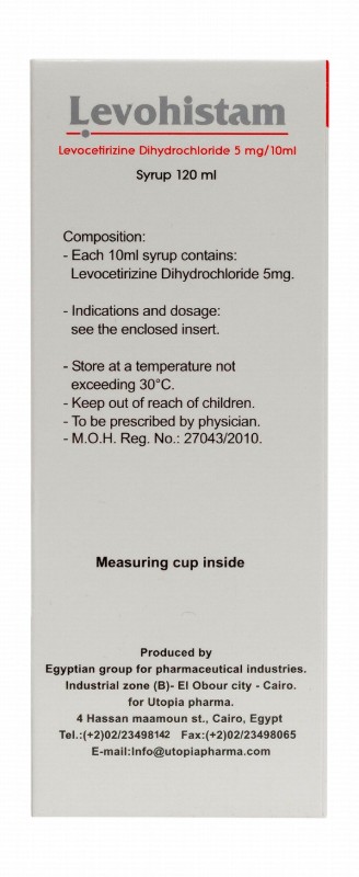 Levohistam 5mg/10ml Levocetirizine Dihydrochloride