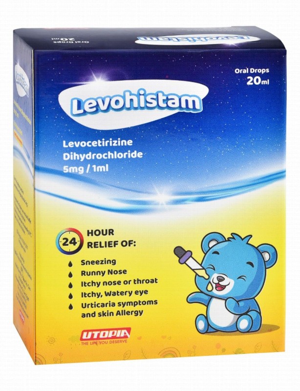 Levohistam 5mg/ml Levocetirizine Dihydrochloride Non-Sedating Oral Antihistamine Drops (6+ Months)