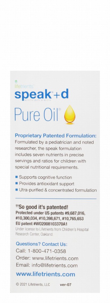 Lifetrients Speak Plus D Pure Oil Supplement Lemon Flavor for Babies - sugar free, gluten free