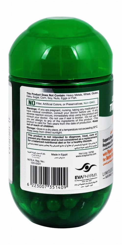 Limitless Naturals 500mg Turmeric Anti-Inflammatory & Joint Support Supplement with Piperine Extract - GMO free, gluten free, dairy free