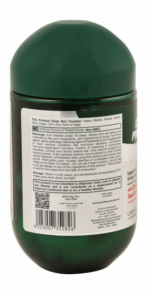 Limitless Naturals 900mg Saw Palmetto Supplement with Pumpkin Seed Oil & Beta-Sitosterol for Prostate Health & Urinary Tract - gluten free, dairy free