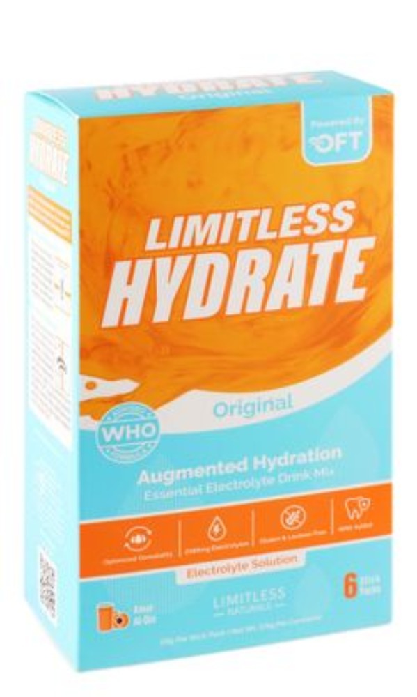 Limitless Naturals Hydrate Original Electrolyte Powder Drink Mix Sticks Amar Al-Din Flavor with Xylitol - GMO free, preservatives free, yeast free
