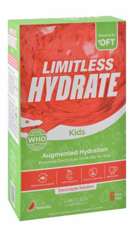 Limitless Naturals Kids Hydrating Electrolyte Powder Drink Mix Sticks Watermelon Flavor with Vitamin C & Xylitol - GMO free, preservatives free, gluten free
