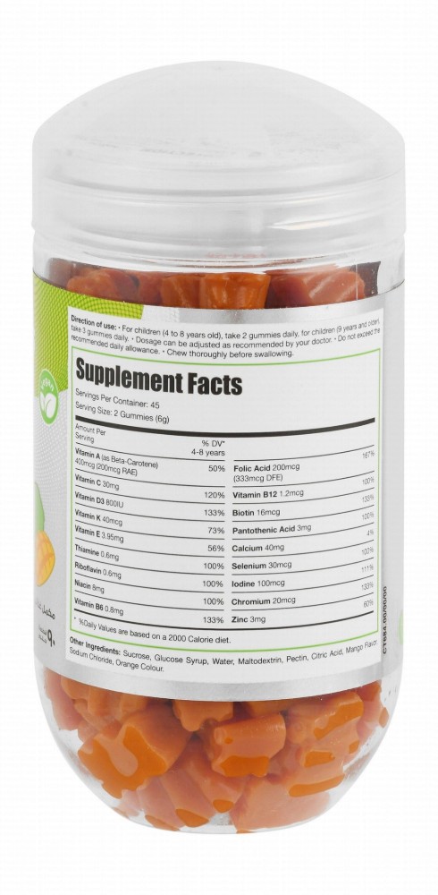 Limitless Naturals Kids Multivitamin & Mineral Healthy Growth & Development Support Gummy Supplement Mango Flavor (4+ Years) - vegan, preservatives free, dairy free