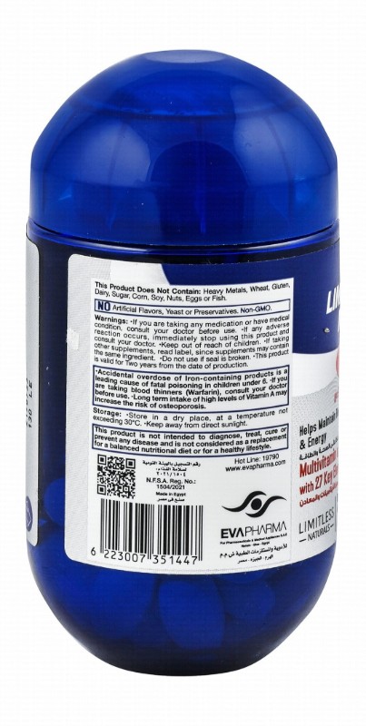 Limitless Naturals Man Max Multivitamin & Mineral Energy Booster Supplement - GMO free, gluten free, preservatives free